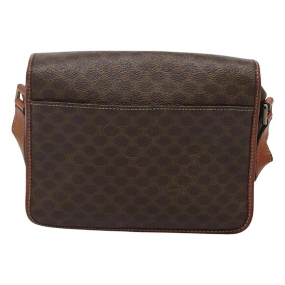 CELINE Macadam Canvas Shoulder Bag PVC Leather Brown - Picture 3 of 16